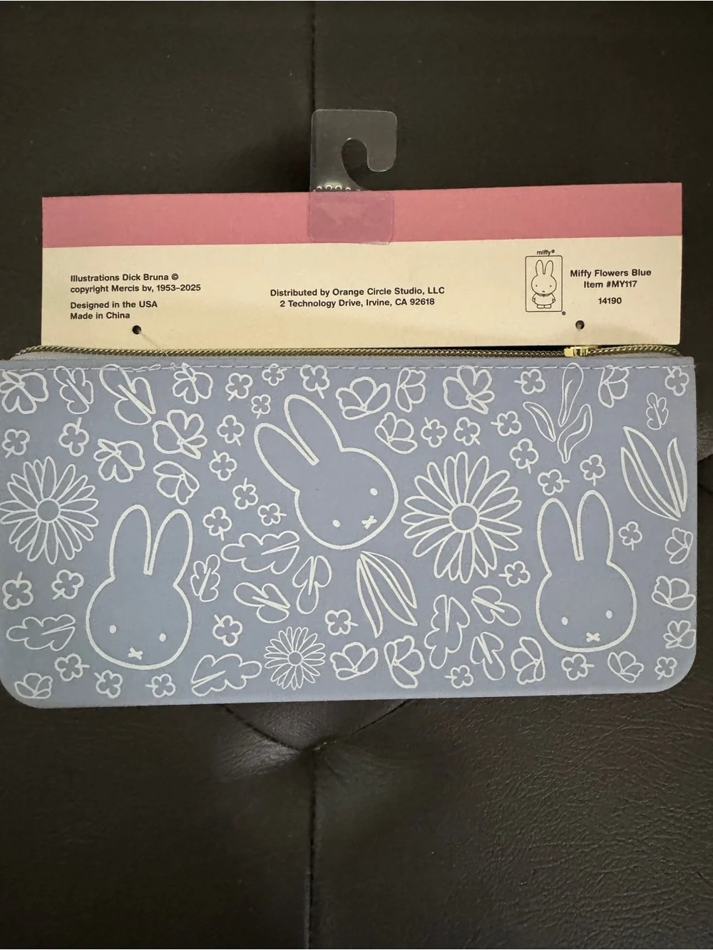Miffy Light Blue Floral Bunny Zip Pencil Pouch